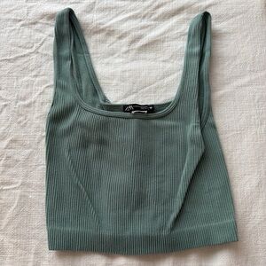Zara Ribbed Green Tank Top